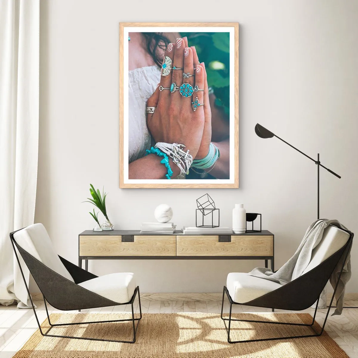 Poster în ramă de stejar deschis - Bine ați venit în centrul ființei - 50x70 cm