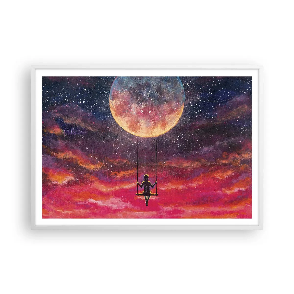 Poster în ramă albă - Cu capul în nori - 100x70 cm