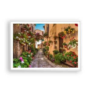 Poster în ramă albă - Străduță italiană - 100x70 cm