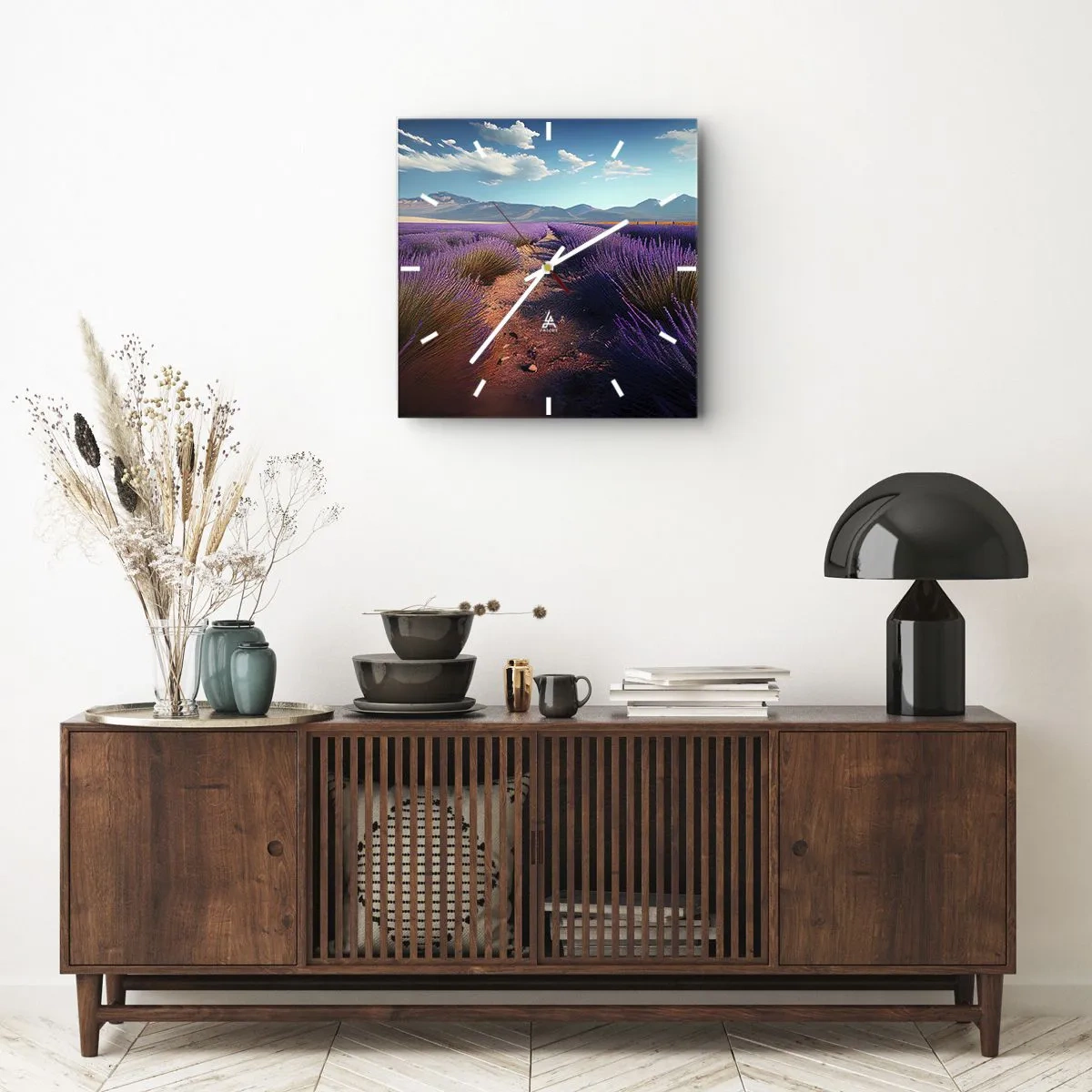 Ceas de perete - Ceas pe sticlă - Câmpuri parfumate - 40x40 cm