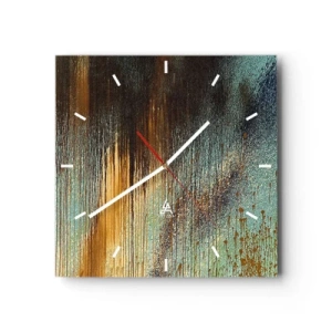 Ceas de perete - Ceas pe sticlă - O compoziție cromatică neaccidentală - 30x30 cm