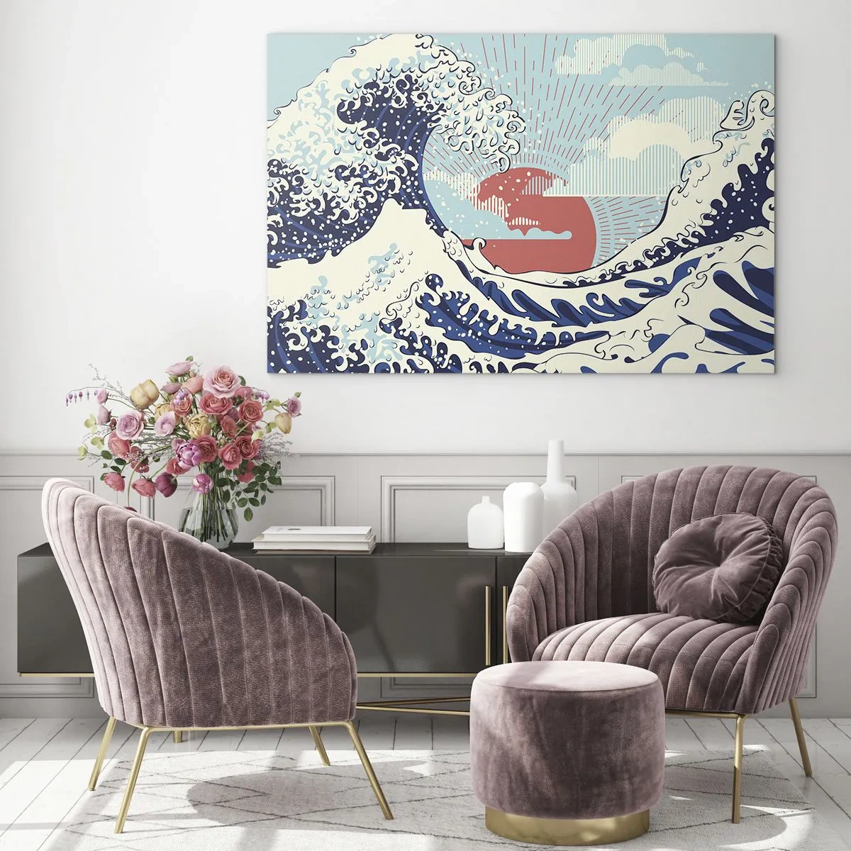 Tablou pe sticlă - Din inspirații japoneze - 100x70 cm