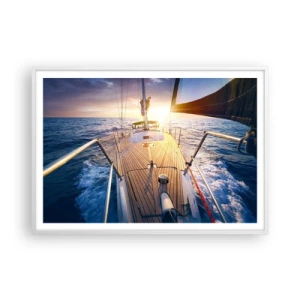 Poster în ramă albă - Alergând pe valuri - 100x70 cm