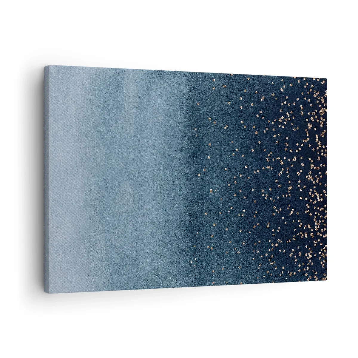 Tablou pe pânză Canvas - Gradiente albastre cu accente subtile aurii - 70x50cm - Compoziție - faze albastre - Decorațiune modernă pentru perete pentru living și dormitor ARTTOR
