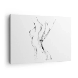 Tablou pe pânză Canvas - Linii delicate, abstracte, asemănătoare cu dâre de fum pe un fundal deschis - 70x50cm - Frumoasa și puternică - Decorațiune modernă pentru perete pentru living și dormitor ARTTOR