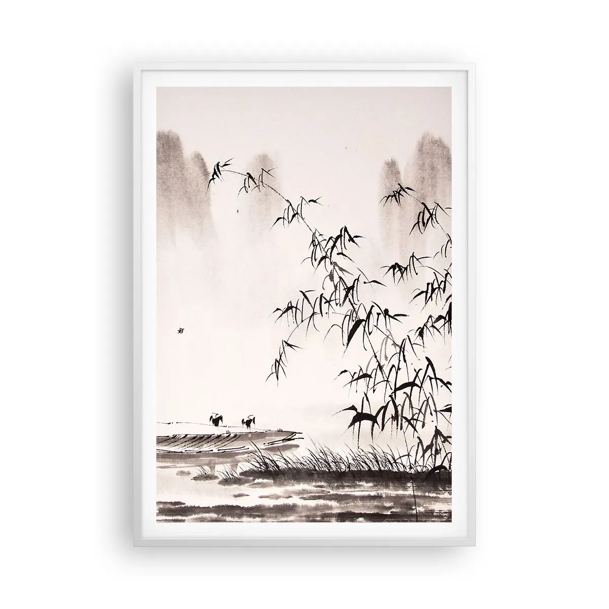 Poster în ramă albă - Liniștea câmpurilor de orez - 70x100 cm