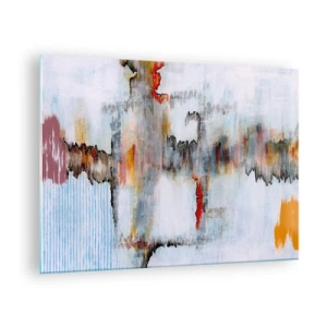 Tablou pe sticlă - Compoziție abstractă cu culori energice - 70x50cm - Cu bățul pe apă - Decorațiune modernă pentru perete pentru living și dormitor ARTTOR