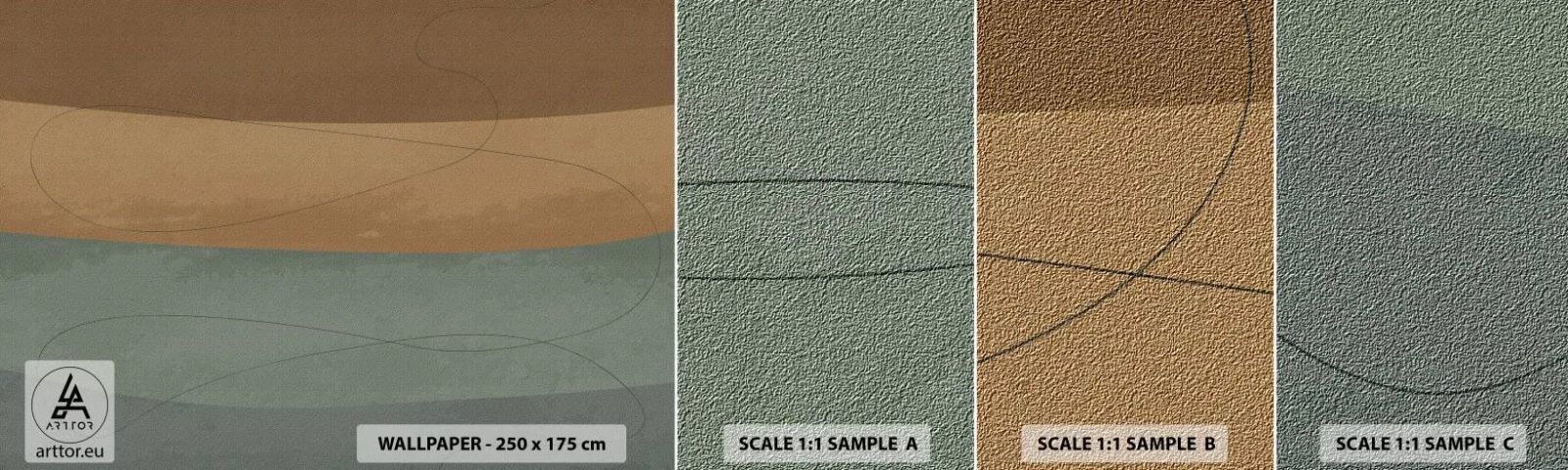 Mostră tapet autocolant Deluxe Sticker - Compoziție orizontală - Abstracția, Bucată, Artă Modernă - 100x30 cm