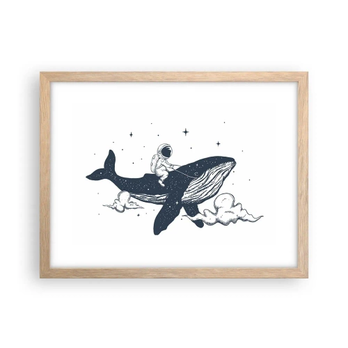 Poster în ramă de stejar deschis - Aventura spațială - 40x30 cm
