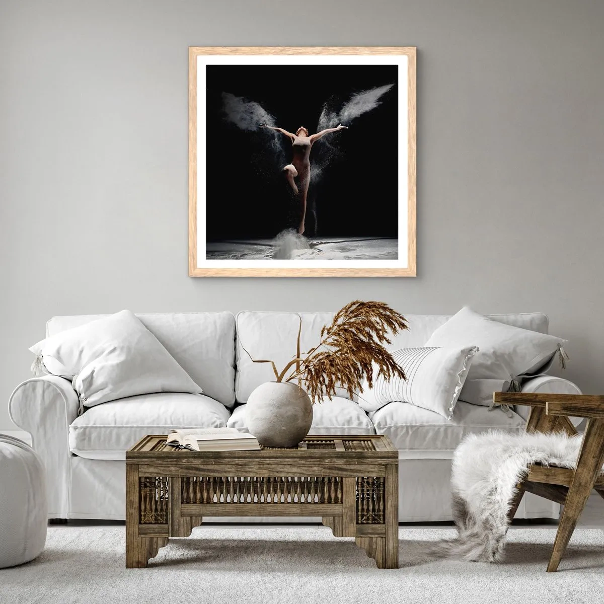 Poster în ramă de stejar deschis - Elfii există - 60x60 cm