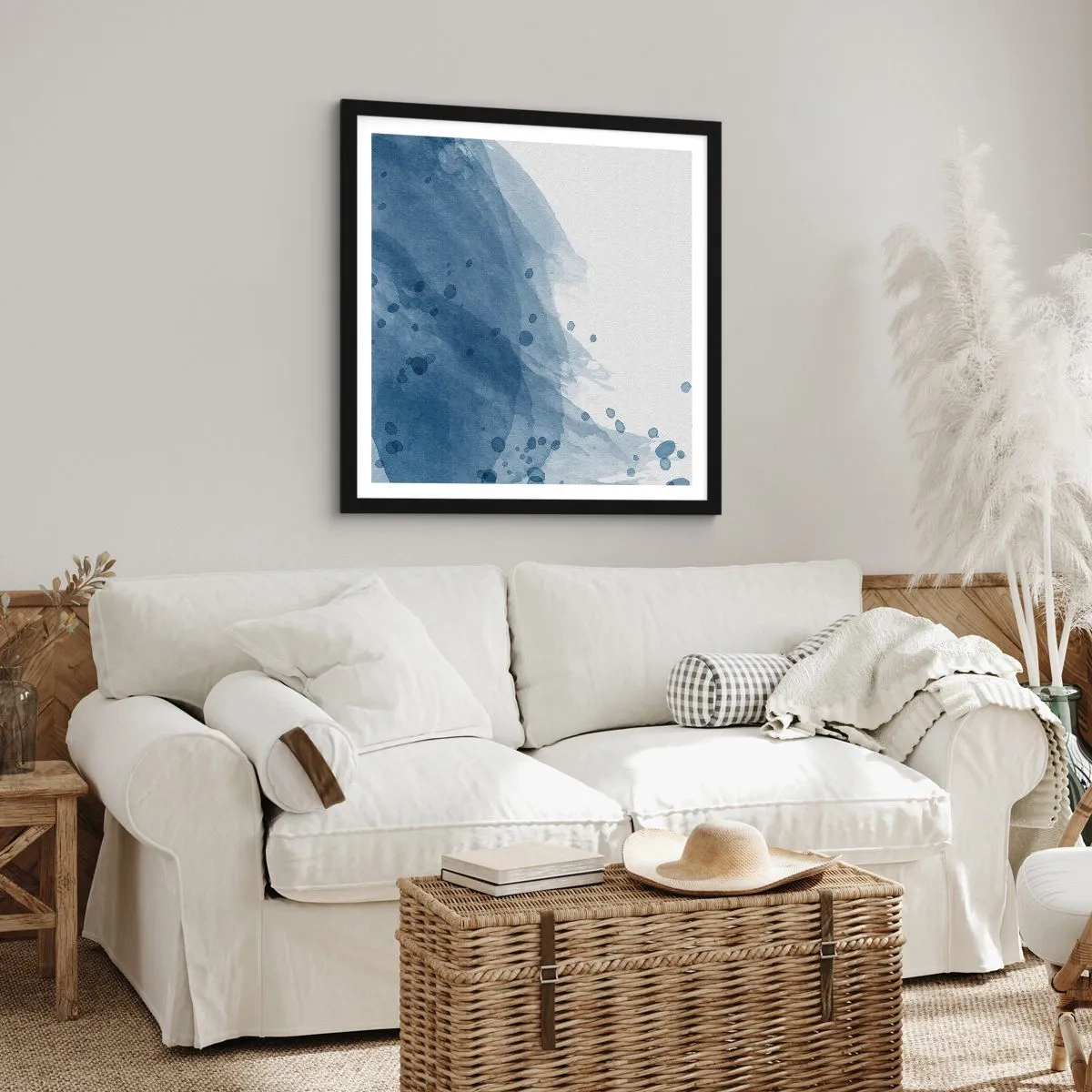 Poster în ramă neagră - Tul albastru - 30x30 cm