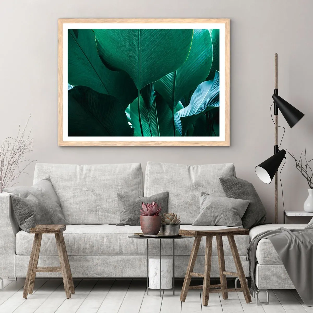 Poster în ramă de stejar deschis - Cu frunza la lumină - 91x61 cm