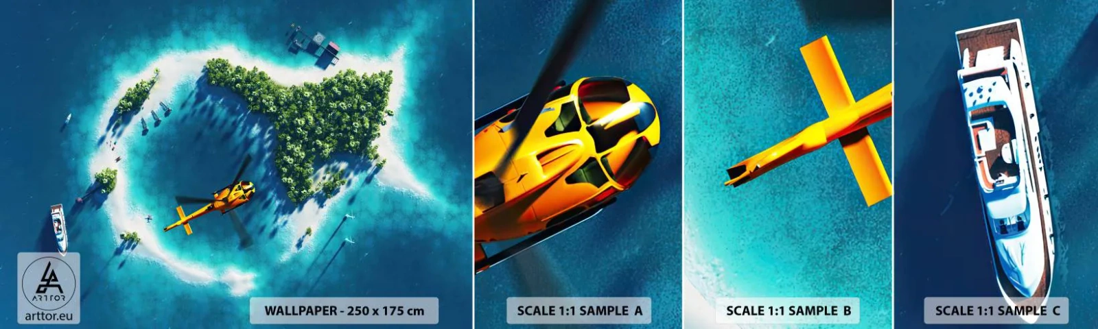 Mostră tapet autocolant Deluxe Sticker - Cumpără-ți o insulă - Peisaj, Insulă, plajă - 100x30 cm