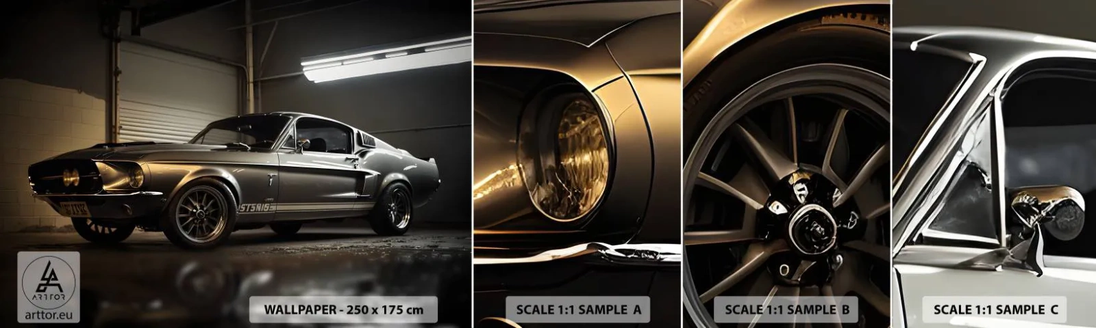 Mostră tapet autocolant Deluxe Sticker - Înapoi în trecut - Mașină sport, Retro, Clasic - 100x30 cm