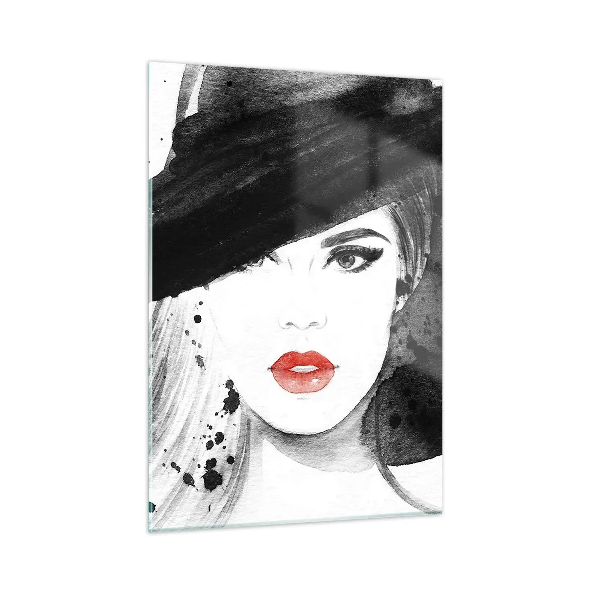 Tablou pe sticlă - Doamna în negru - 50x70 cm