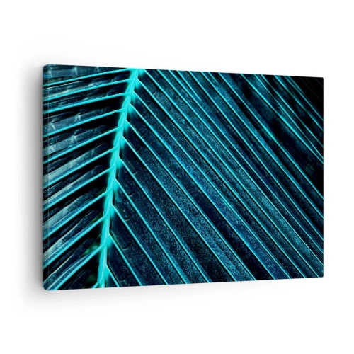 Tablou pe pânză Canvas - Fotografie macro a unei frunze în nuanțe de turcoaz și albastru marin - 70x50cm - Textura verdelui - Decorațiune modernă pentru perete pentru living și dormitor ARTTOR