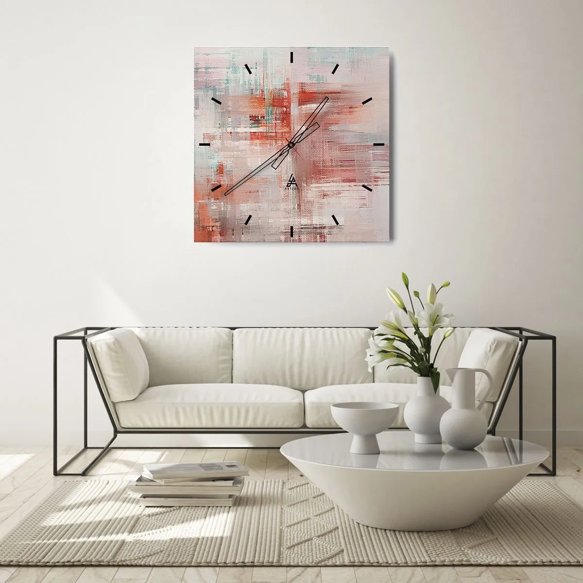 Ceas de perete - Ceas pe sticlă - În ceață. Dar roz - 30x30 cm