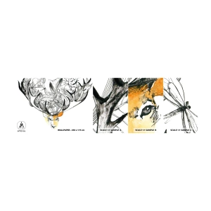 Mostră tapet autocolant Deluxe Sticker - Coarne de abundență - Abstracția, Cerb, Grafică - 100x30 cm