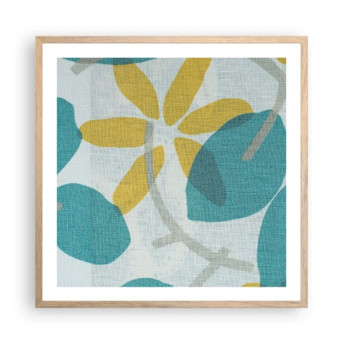 Poster în ramă de stejar deschis - Printre frunzele de azur - 60x60 cm