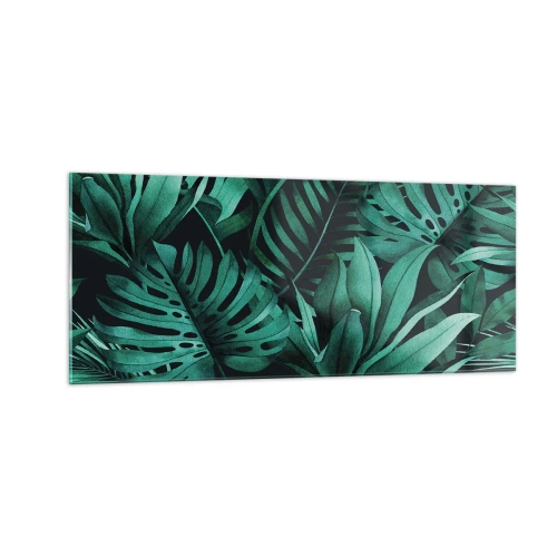 Tablou pe sticlă - Profunzimea verdelui tropical - 100x40 cm