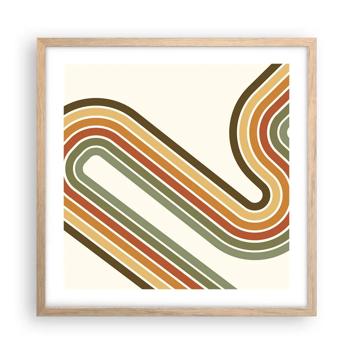 Poster în ramă de stejar deschis - Cu zigzag până la destinație - 50x50 cm