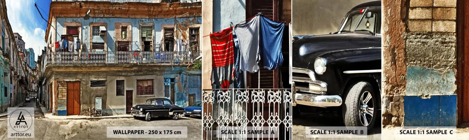 Mostră tapet autocolant Deluxe Sticker - Sentimente cubaneze - Oraș, Havana, Arhitectură - 100x30 cm