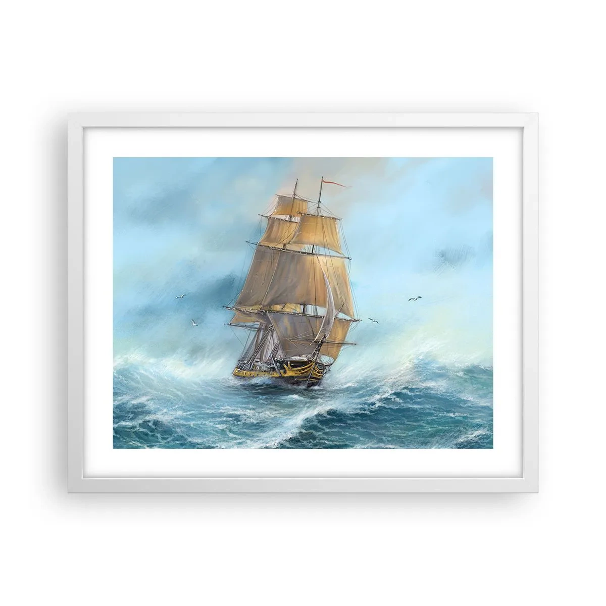 Poster în ramă albă - Rulează pe valuri - 50x40 cm