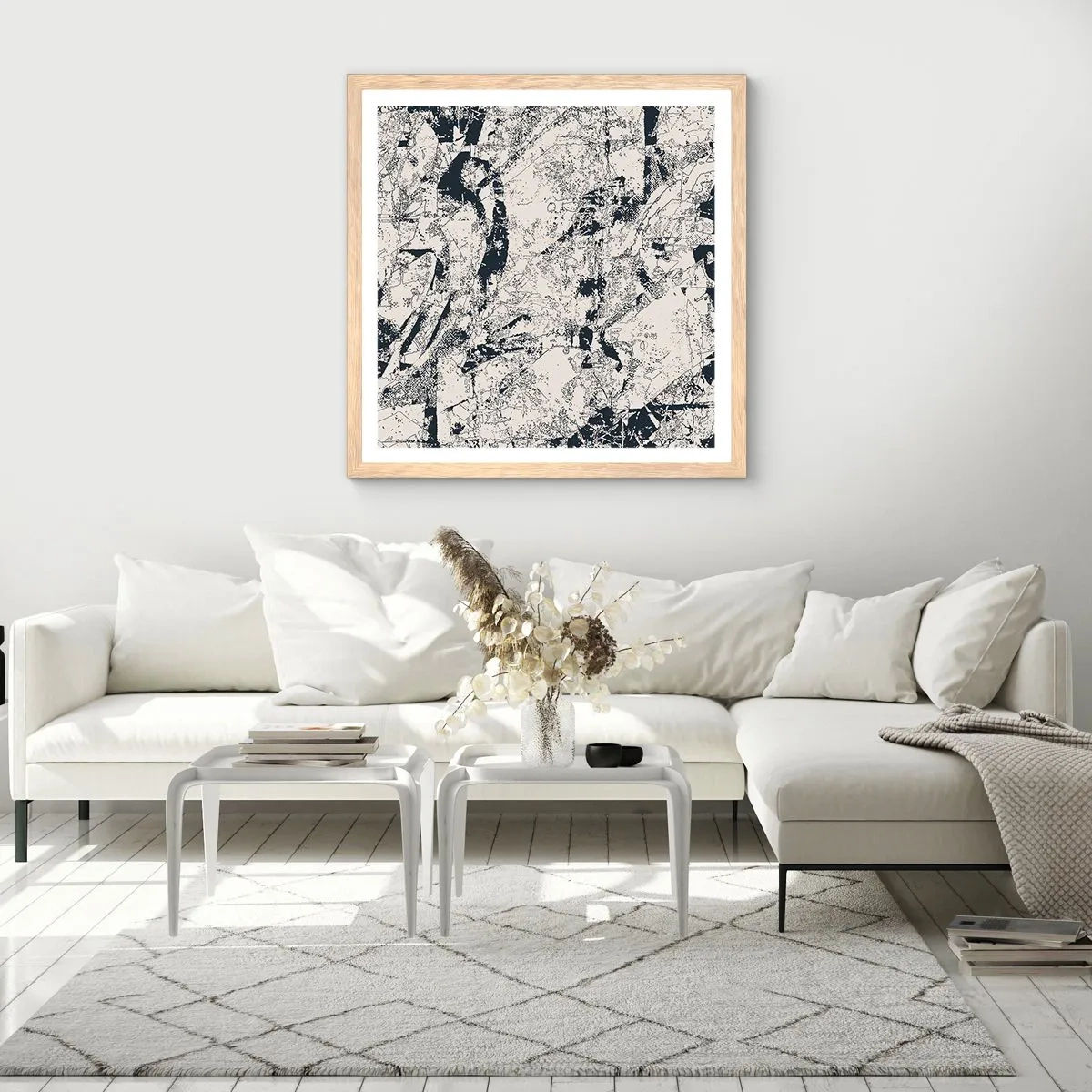 Poster în ramă de stejar deschis - Întrepătrunderea contrariilor - 60x60 cm