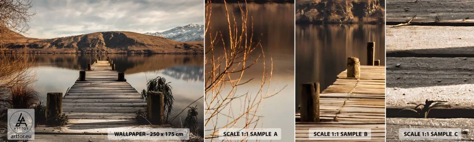 Mostră de Tapet Standard Eco - Peisaj în tăcere - Peisaj, Pod, Lac - 100x30 cm