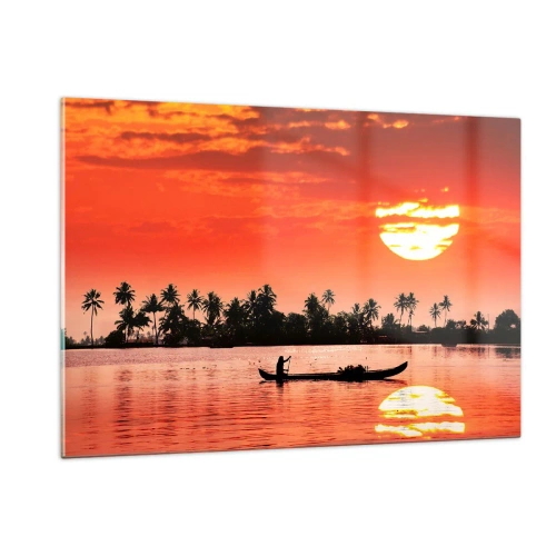 Tablou pe sticlă - Liniștea tropicelor la apus de soare - 120x80 cm