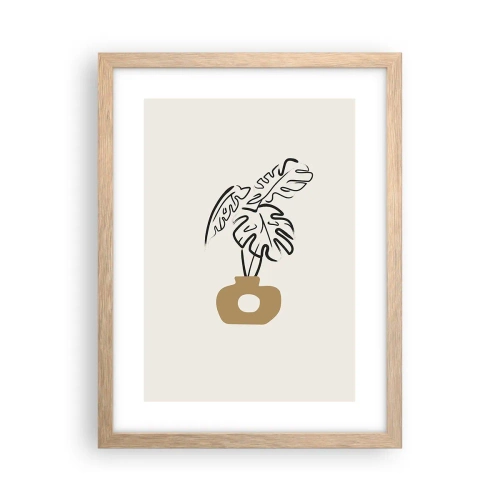 Poster în ramă de stejar deschis - Monstera - decorarea casei - 30x40 cm