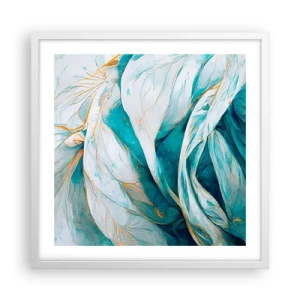 Poster în ramă albă - Abstractul albastru cu motiv auriu - 50x50 cm