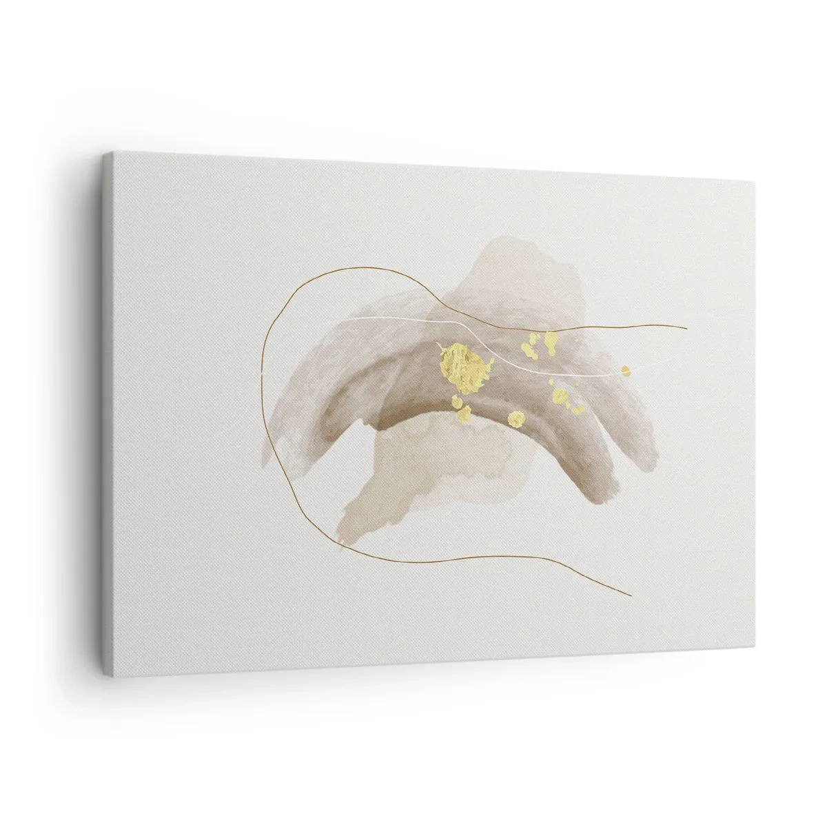 Tablou pe pânză Canvas - O compoziție abstractă în nuanțe de bej și auriu. - 70x50cm - Întâlnite în spațiu - Decorațiune modernă pentru perete pentru living și dormitor ARTTOR