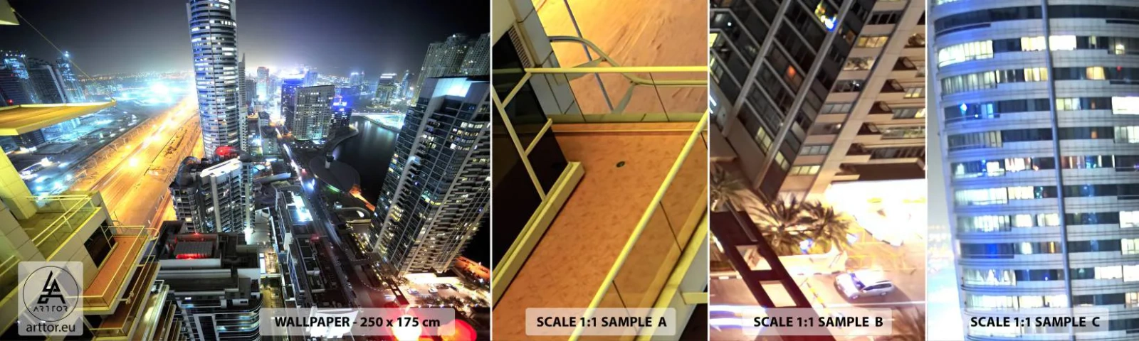 Mostră tapet autocolant Deluxe Sticker - Un miracol în deșert - Oraș, Dubai, Arhitectură - 100x30 cm