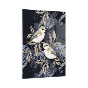 Tablou pe sticlă - Ciripirile galben-albastru - 50x70 cm
