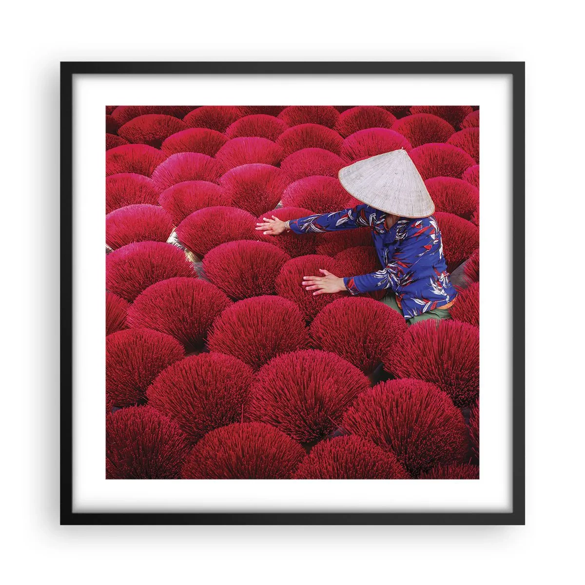 Poster în ramă neagră - Într-un câmp de orez - 50x50 cm