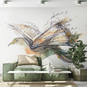 Tapet Standard Eco - Pe aripile poeziei - Abstracția, Pasăre, Carte - 350x256 cm