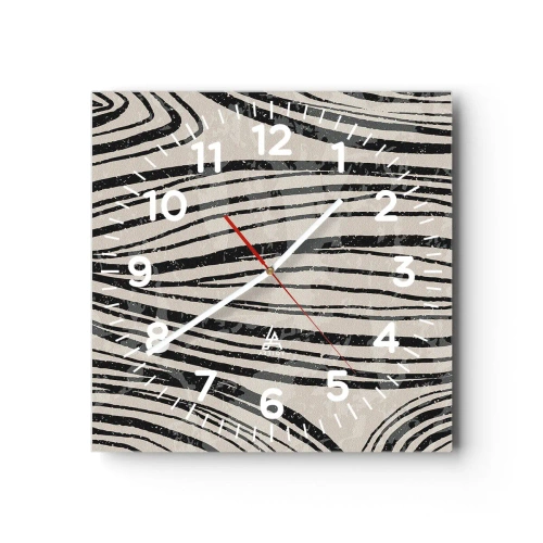 Ceas de perete - Ceas pe sticlă - Deversare de linii - 30x30 cm