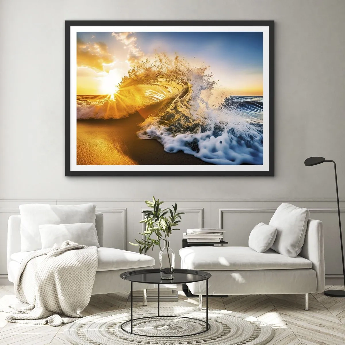 Poster în ramă neagră - Joc în nisip - 70x50 cm