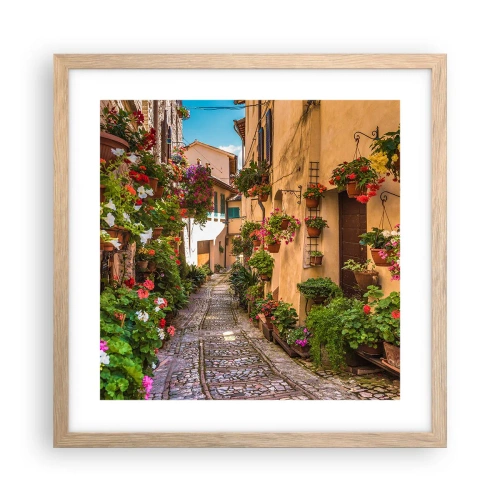 Poster în ramă de stejar deschis - Străduță italiană - 40x40 cm