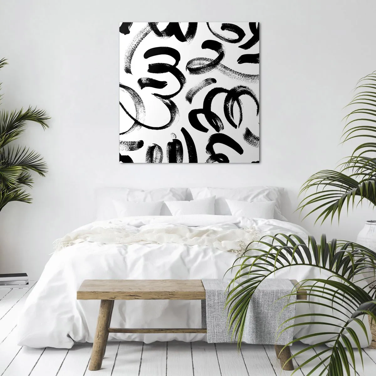 Tablou pe pânză - Negru pe alb - 60x60 cm