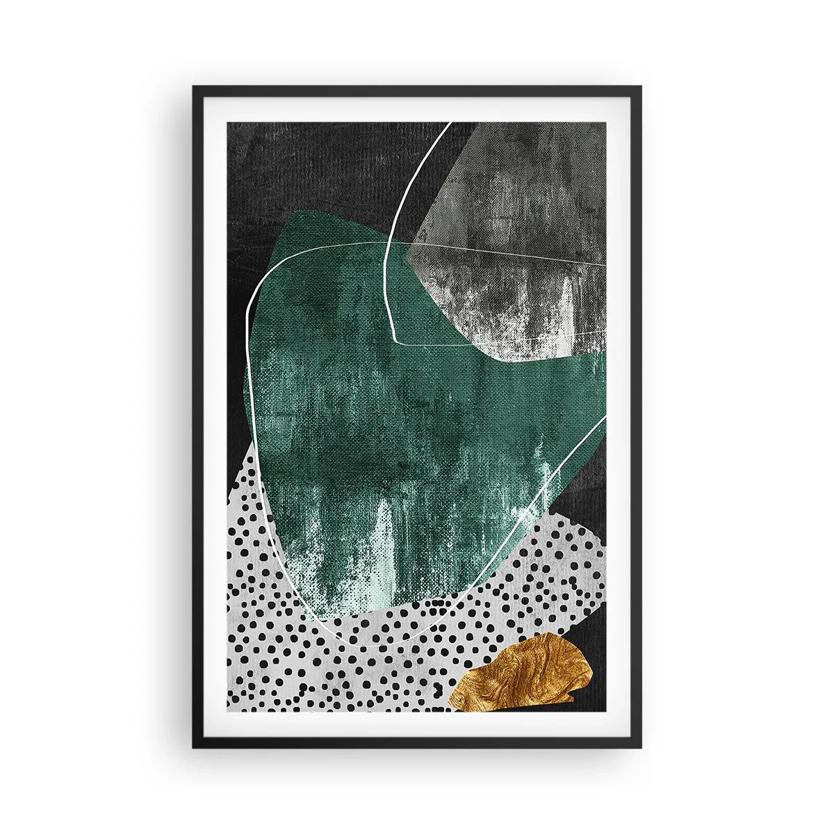 Poster în ramă neagră - Abstracție colorată cu fulgi de aur - 61x91 cm