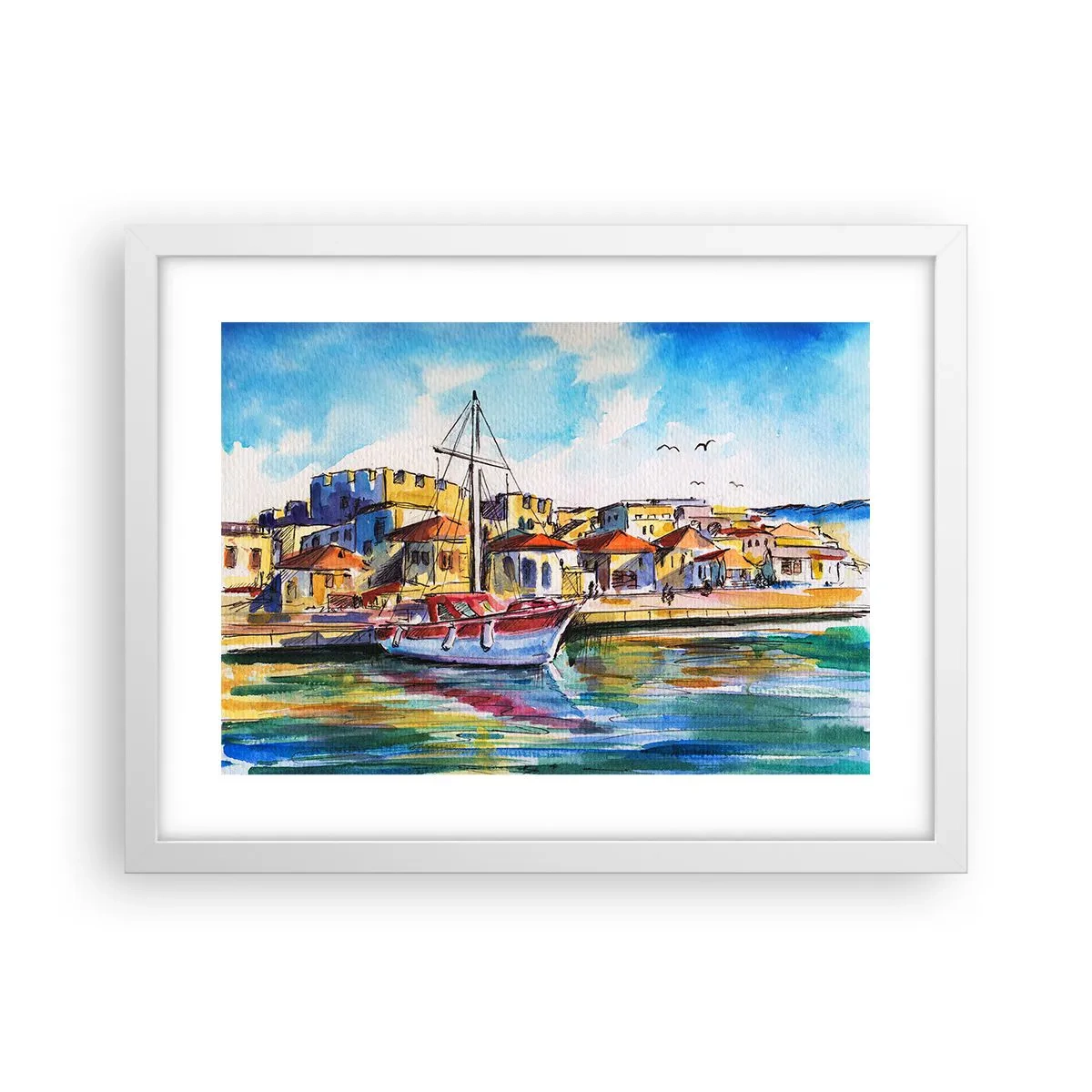 Poster în ramă albă - Curcubeu după-amiază - 40x30 cm