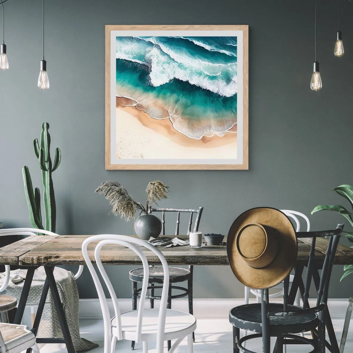 Poster în ramă de stejar deschis - Întâlnire eternă - 40x40 cm