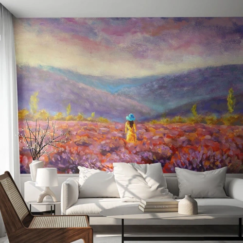 Tapet Standard Eco - Într-o lume de lavandă - Peisaj, Femeie, Câmp de lavandă - 400x280 cm