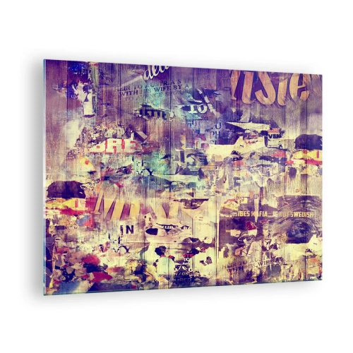 Tablou pe sticlă - Compoziție abstractă cu texturi urbane și graffiti - 70x50cm - Și asta e tot ce va rămâne - Decorațiune modernă pentru perete pentru living și dormitor ARTTOR