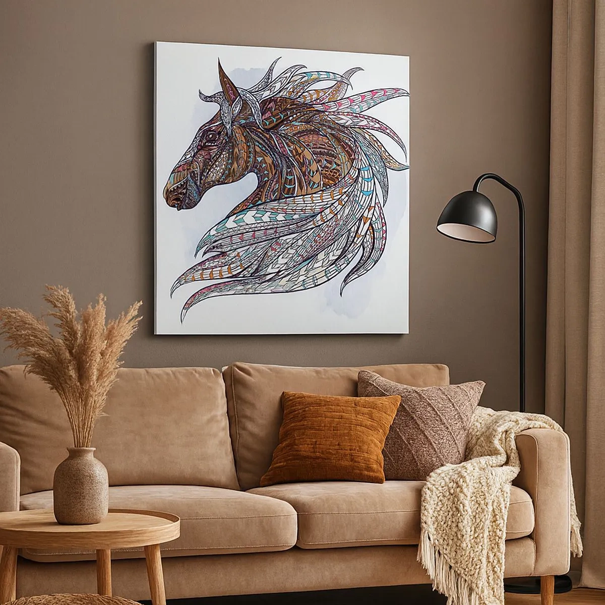 Tablou pe pânză - Armăsarul războinicului celtic - 30x30 cm