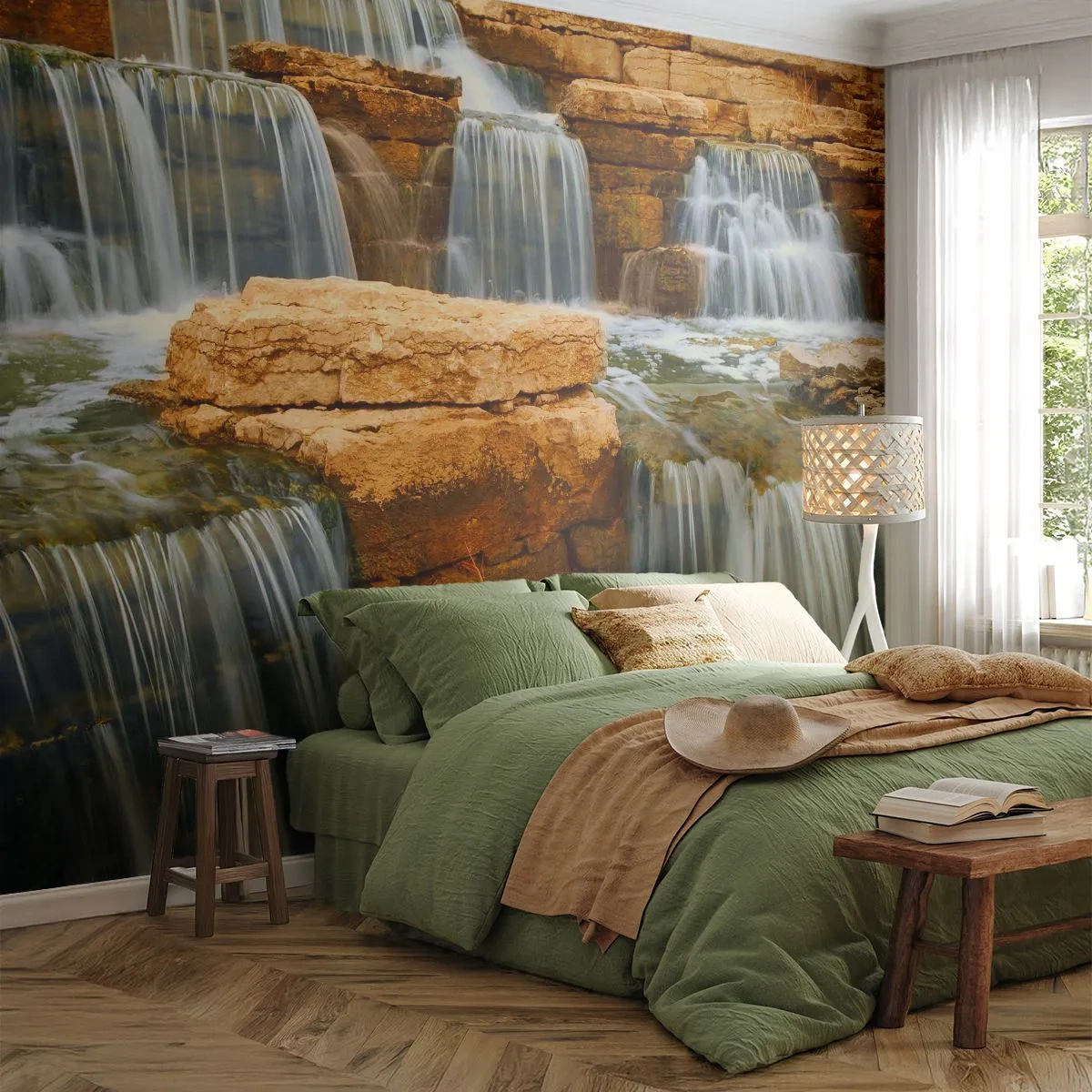 Tapet Premium Canvas - Scara către cer - Cascadă, Natură, Peisaj - 350x256 cm