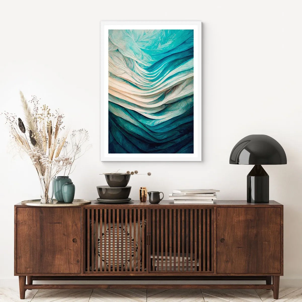 Poster în ramă albă - Insațiabilitate albastră - 30x40 cm