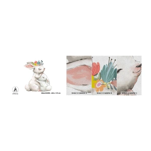 Mostră tapet Premium Sand - Ca la mama - Pentru copii, Iepure, Mama Cu Copil - 100x30 cm